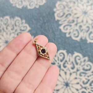 Vintage Dainty Gold Purple Rhinestone Pendant